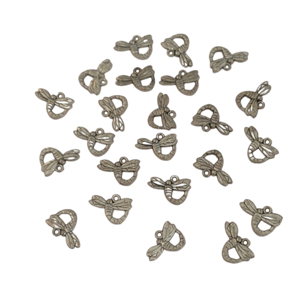 23 Piece Antique Silver Dragonfly Charms for Jewelry Making